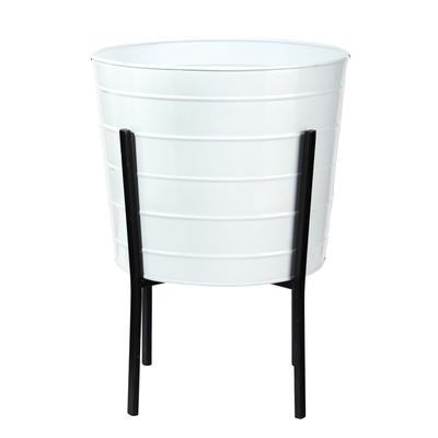 16" Farmhouse Metal Ribbed Planter