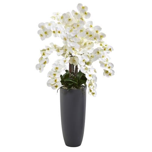 3.5'Phalaenopsis Orchid Artificial Arrangement in Gray Vase