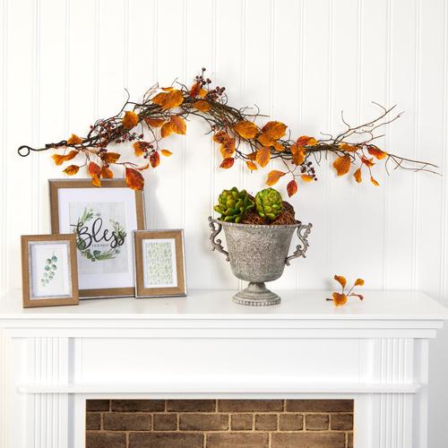4'Fall Foliage, Berries and Twig Artificial Garland