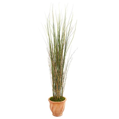 41" Grass and Bamboo Artificial Plant in Terra-cotta Planter