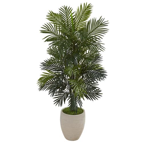 53" Areca Palm Artificial Plant in Sand Colored Planter