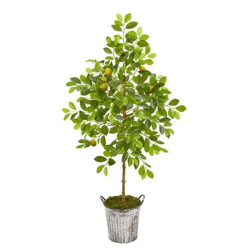 55" Lemon Artificial Tree in Vintage Metal Pail