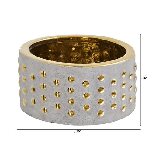 6.75" Regal Stone Hobnail Planter with Gold Accents