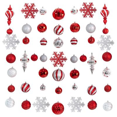 Holiday Deluxe Shatterproof, 81 Count Christmas Tree Ornament Box Set, Re-Useable Container