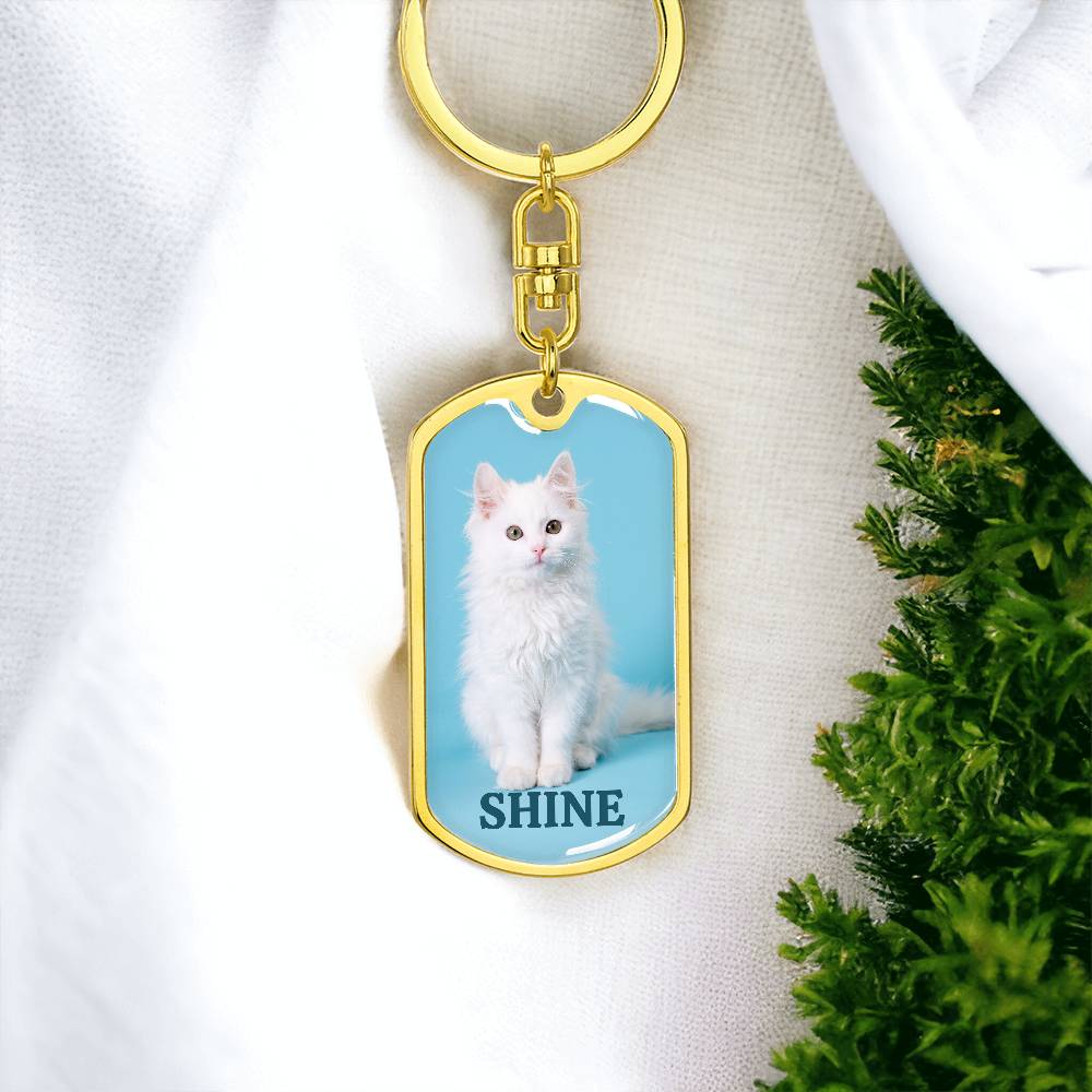 “Shine” White Kitten Keychain