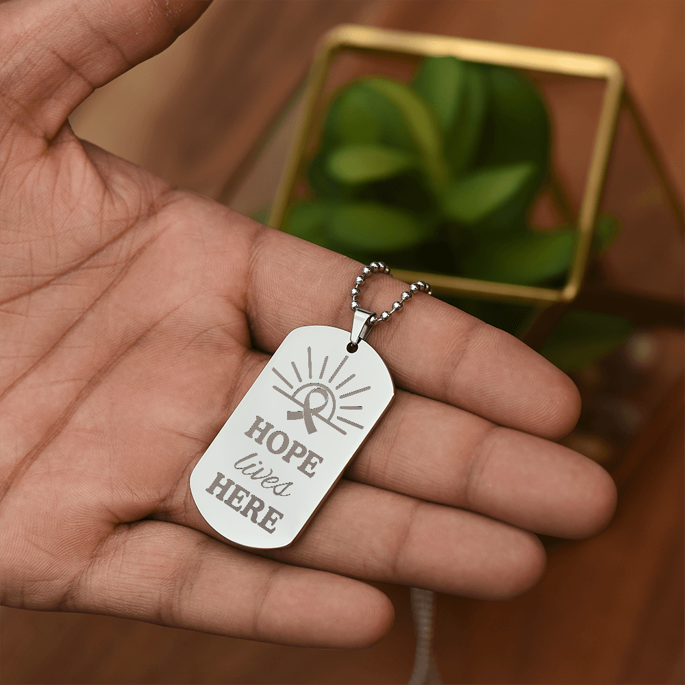 Hope Lives Here β Engraved Dog Tag Necklace
