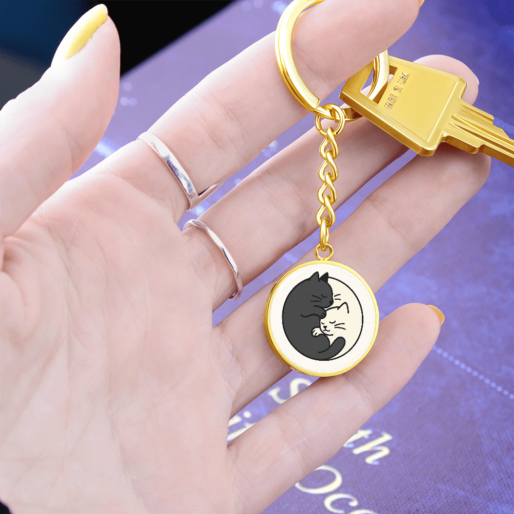 Yin Yang Cat Keychain