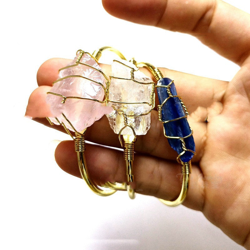 Natural Crystal Stone ~ Gold Unshaped Bracelet