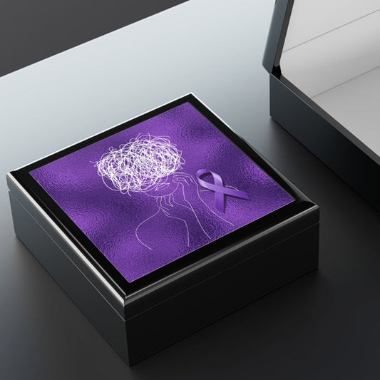 Purple Ribbon Awareness Keepsake Box
