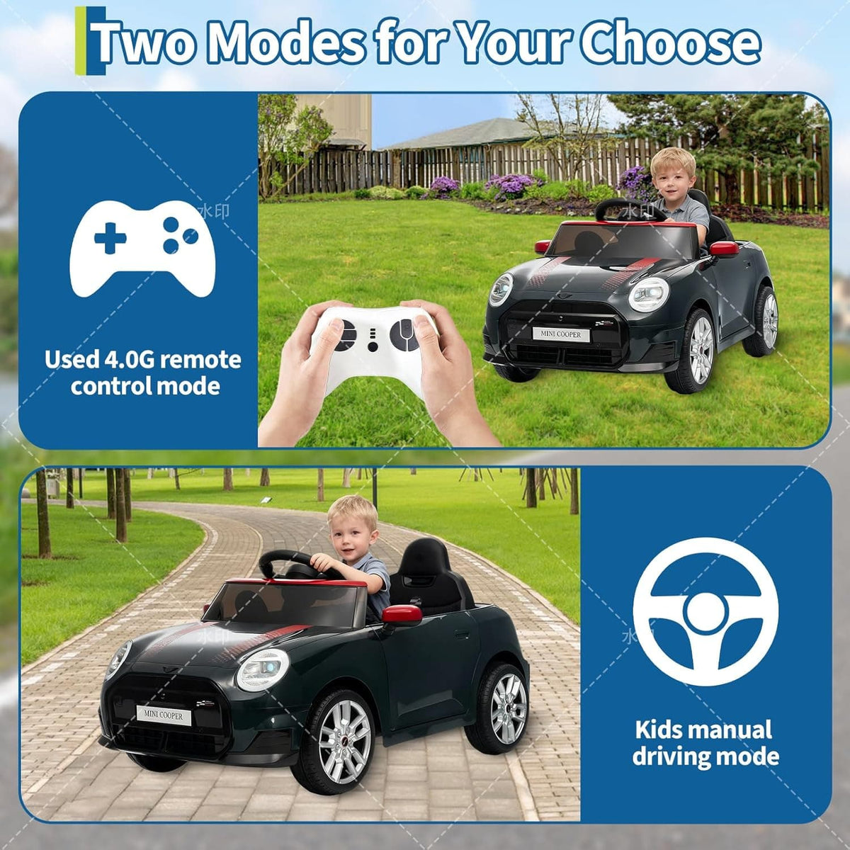 Mini Cooper Ride Electric Car For Children W/Magic Cars® Wireless Parental Control