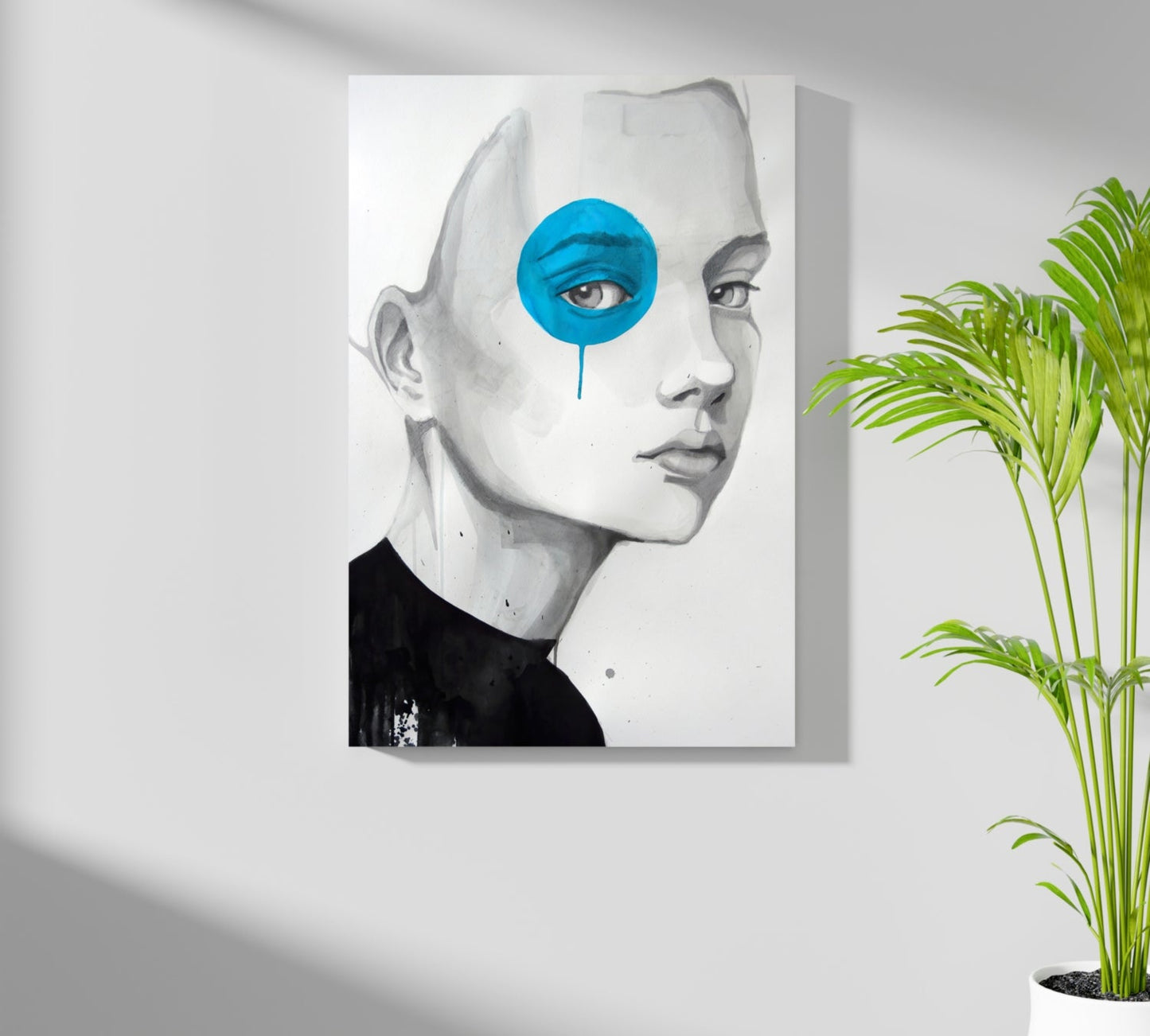 Girl With Blue Aluminum Print