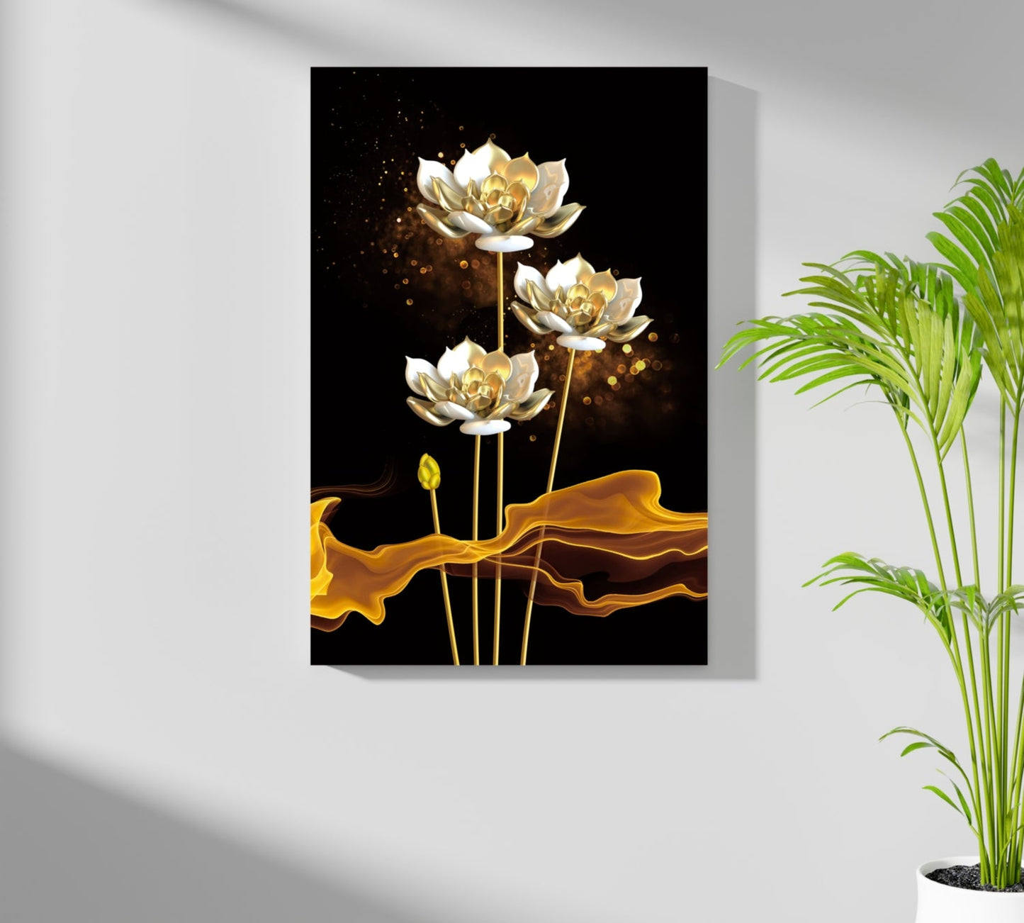 Golden Flower Abstract Aluminum Print