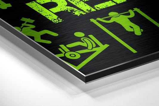 Eat, Lift, Sleep Brushed Aluminium Dibond Wall Art