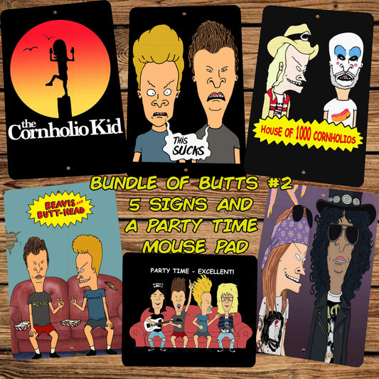 Bundle of Butts 5 Beavis and Butthead 8x12 Metal Walls Signs and Mouse pad #2