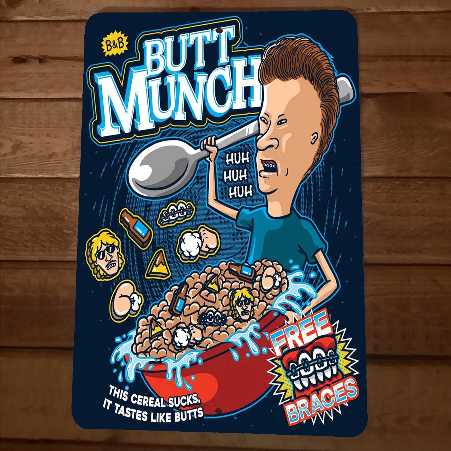 Butt Munch This Cereal Sucks Beavis and Butthead 8x12 Metal Wall Sign Comedy Cartoon TV Show