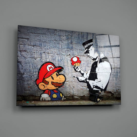 Super Mario Glass Art Print Featuring Street Art Style