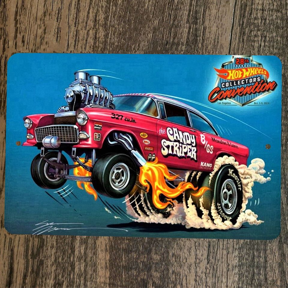 Candy Striper Hot Wheels Car Gasser 8x12 Metal Wall Sign