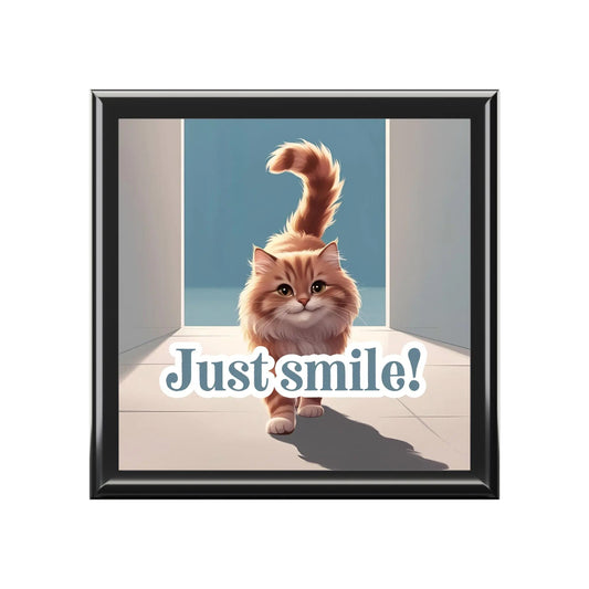 Cat-Themed Jewelry Box - "Just Smile!"