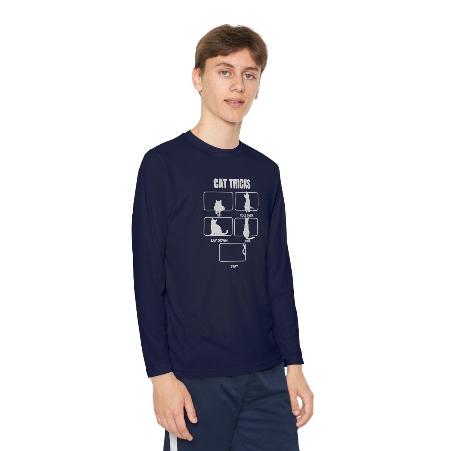 Cat Tricks Youth Long Sleeve Competitor Tee