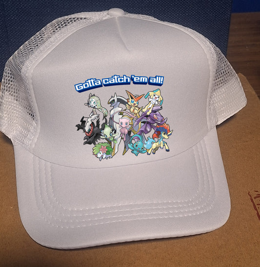 Adjustable Black Trucker Baseball Cap - Gotta Catch 'Em All Pokémon Edition
