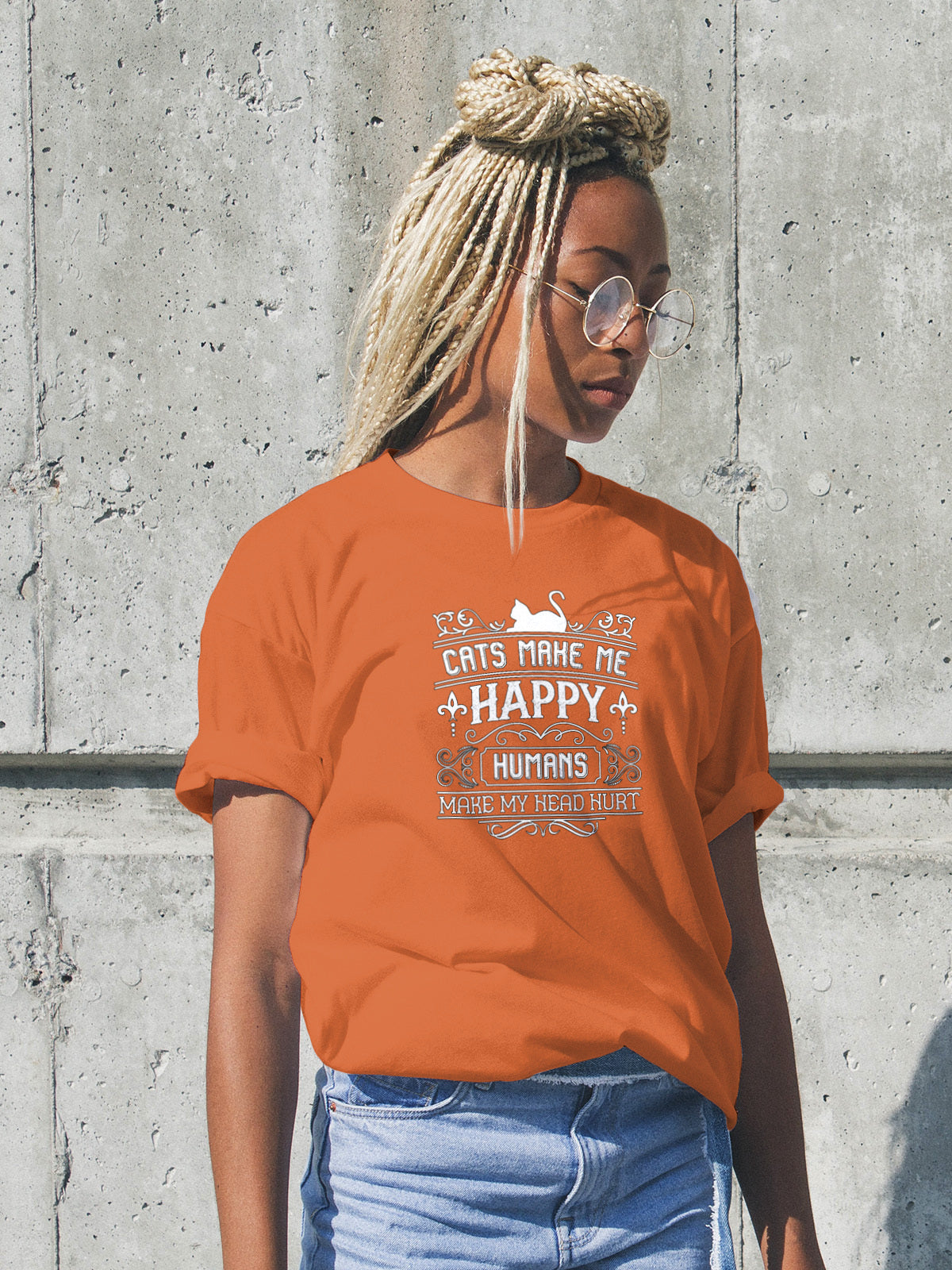 Cats Make Me Happy Humans Make My Head Hurt Mens T Shirt Gildan