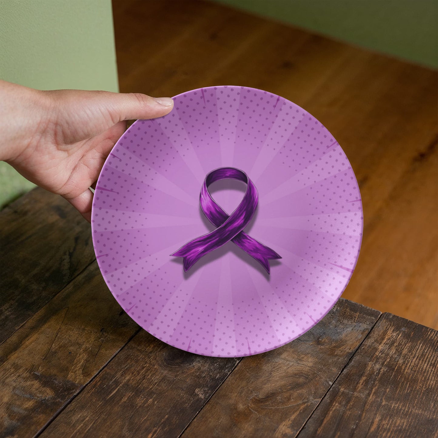 Comic Purple Ribbon Collectible Plate for Epilepsy Awareness