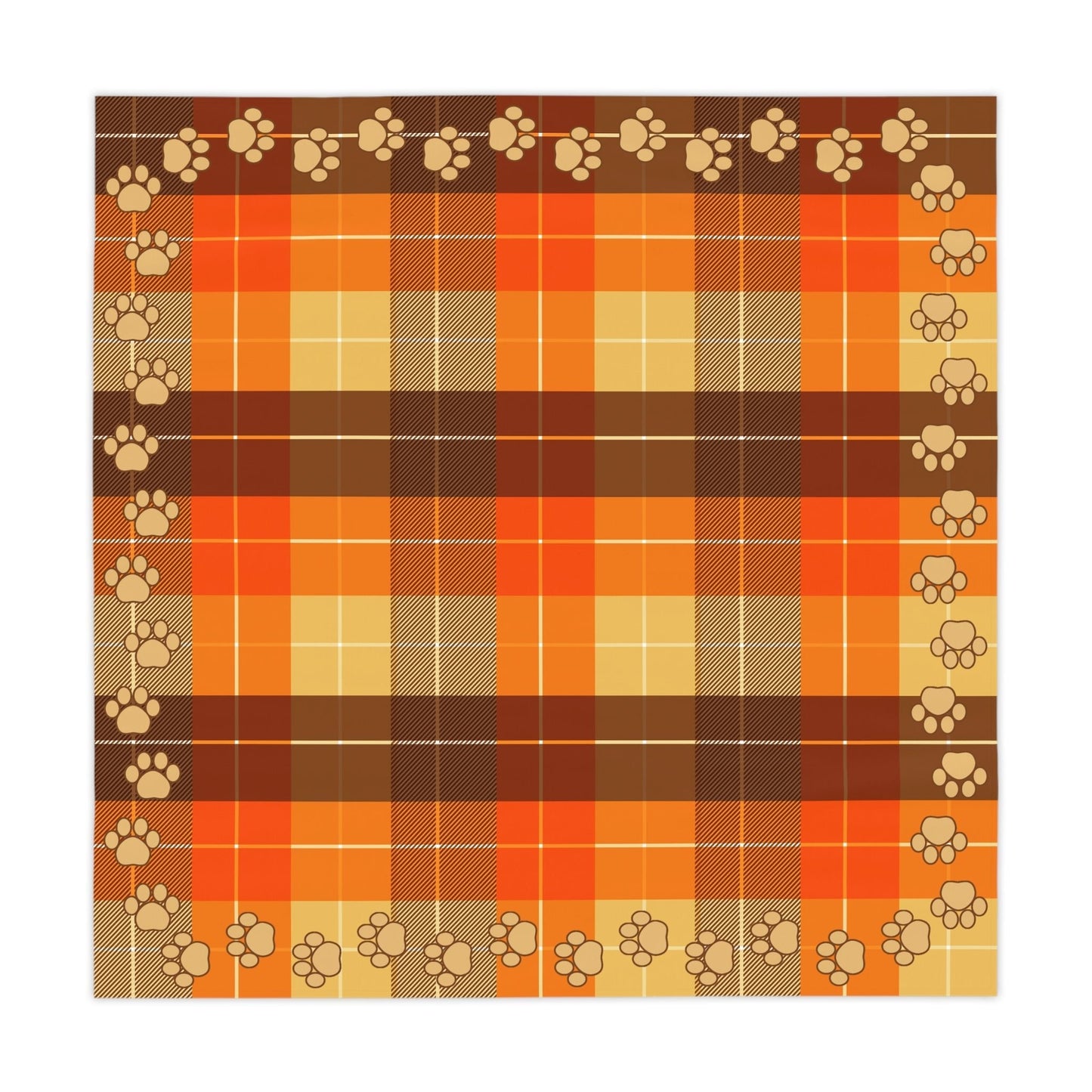 Autumn Plaid Tablecloth with Paw Prints