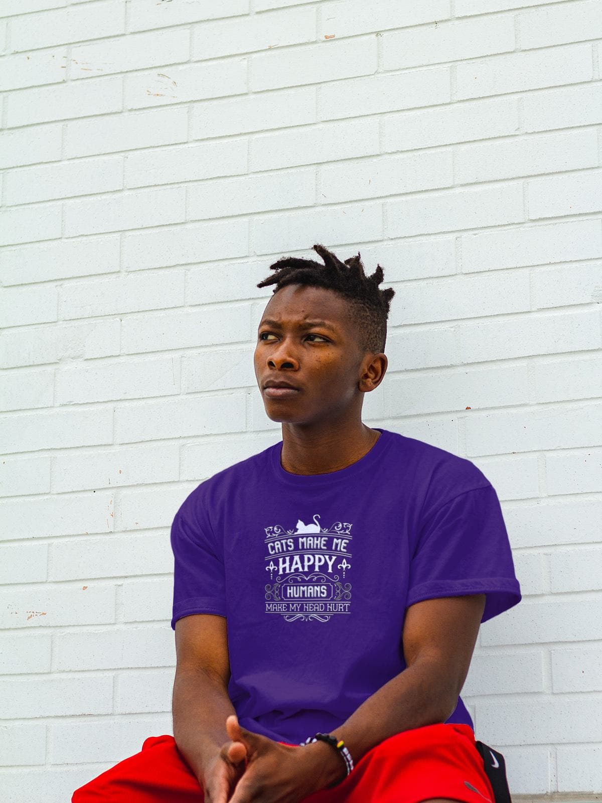 Cats Make Me Happy Humans Make My Head Hurt Mens T Shirt Gildan