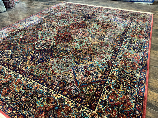 8.8 x 10.6 Karastan Rug, Multicolor Panel Kirman Rug #717, Vintage, Original 700 Series, Wool