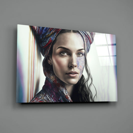 Girl with a Tattoo Glass Wall Art || Designer Collection
