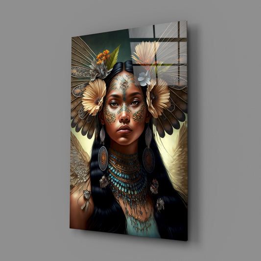 Princess of Flowers Glass Wall Art || Designer Collection