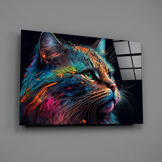 Colorful Cat Glass Wall Art || Designers Collection