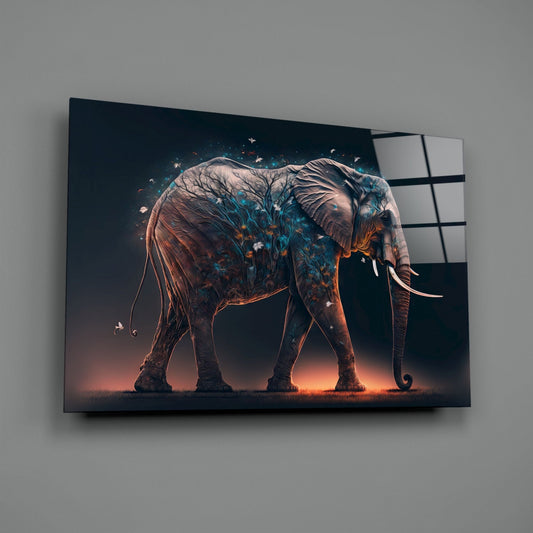 Glory of an Elephant Glass Wall Art || Designer Collection