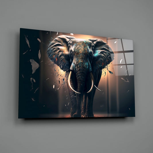 Glory of an Elephant Glass Wall Art || Designer Collection