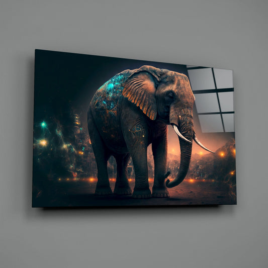 Glory of an Elephant Glass Wall Art || Designer Collection