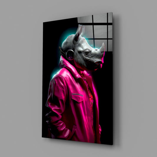 Rhino in Style Glass Wall Art || Designer Collection