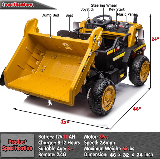 12V Dump Truck Ride-On Toy - Perfect for Little Construction Workers!