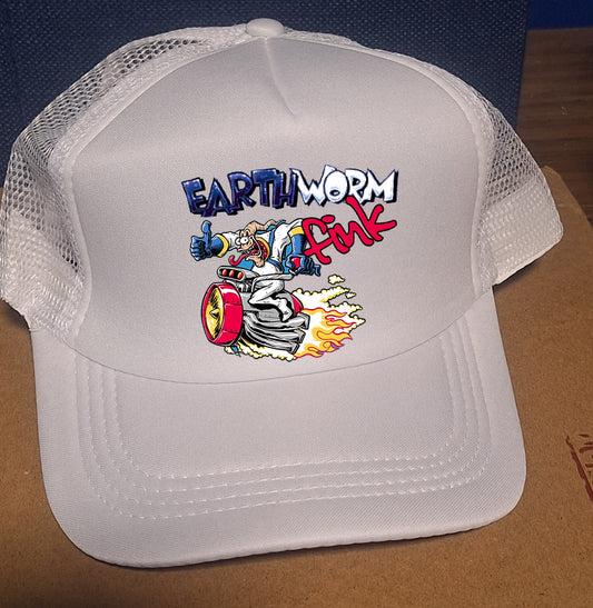 Adjustable Black Trucker Baseball Cap Featuring Earthworm Jim Rat Parody Design