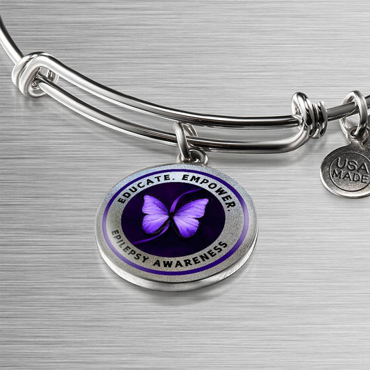 Educate, Empower: Epilepsy Awareness Bracelet in Silver