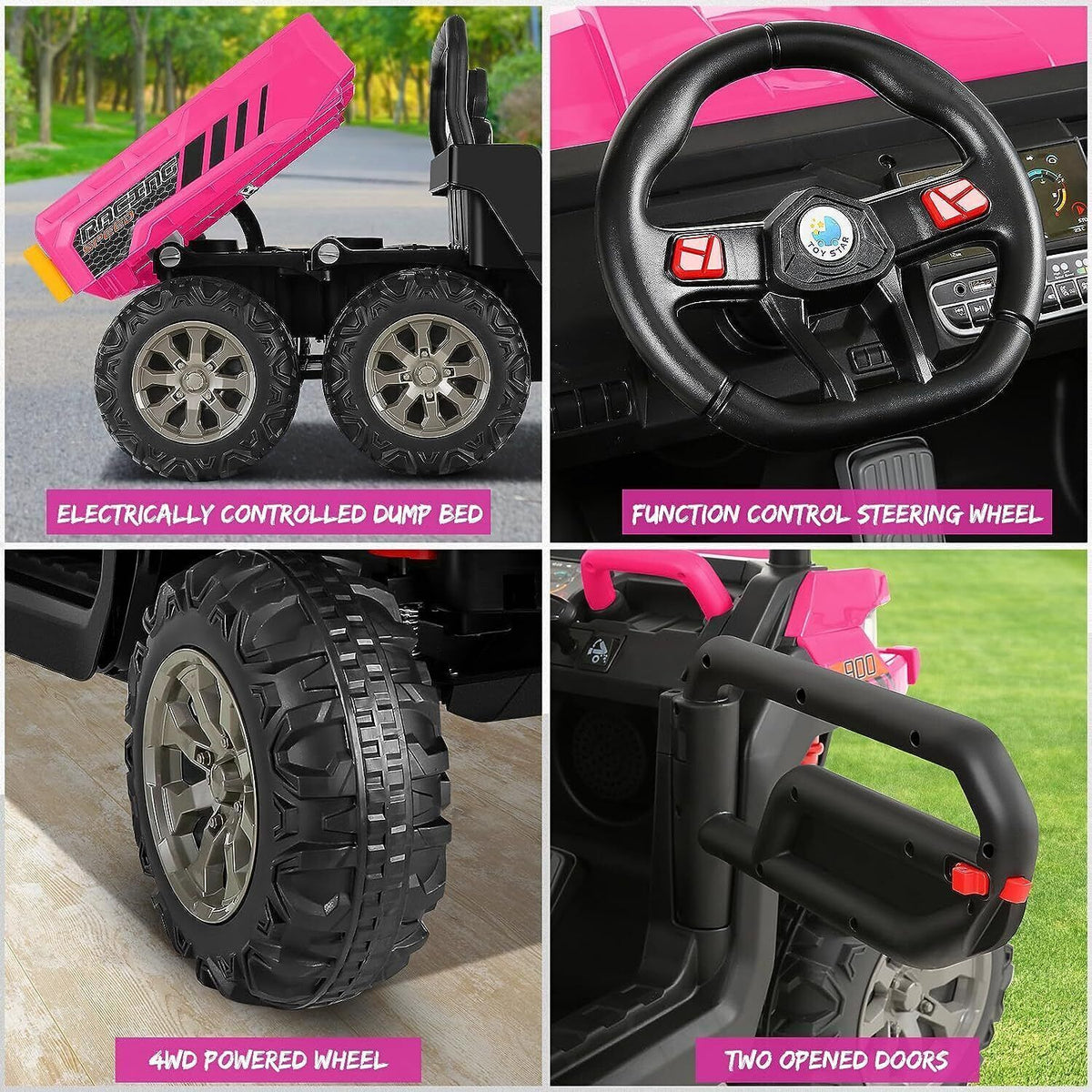 2 Seater 24V Electric Ride-On Tractor with Dump Bed and 4WD