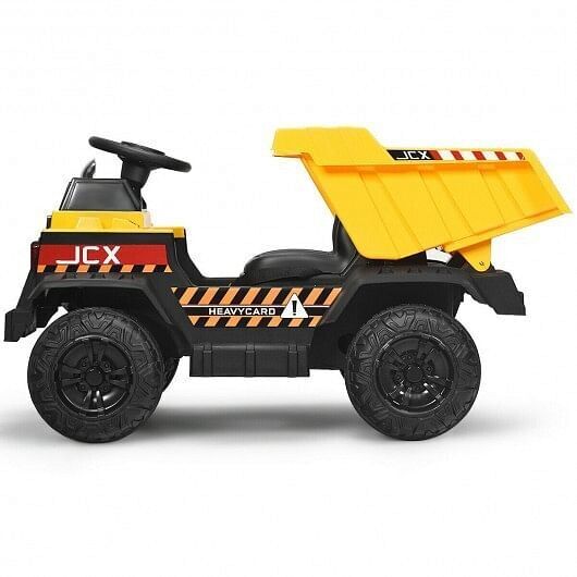 Electric Dump Truck Ride-On Toy for Kids - 12V Battery Powered with Yellow Bucket and Dump Bed