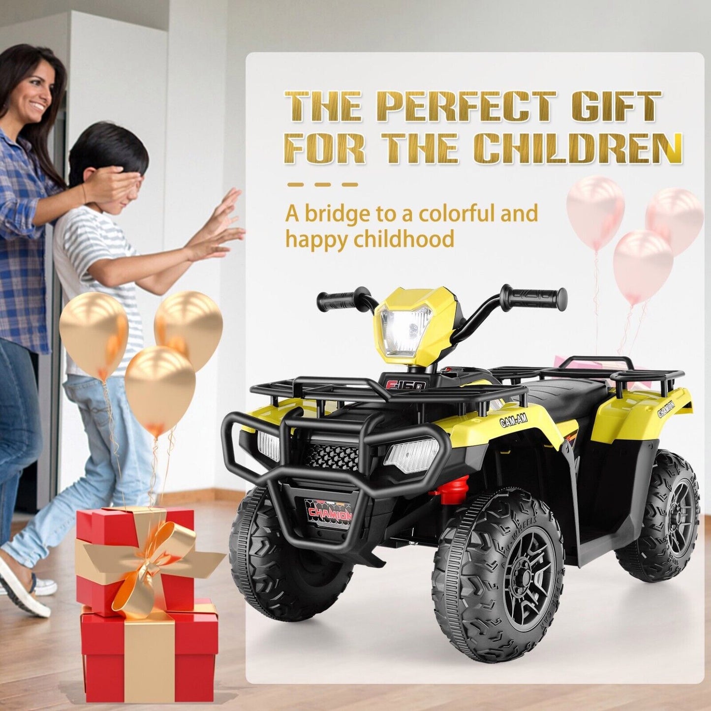 Electric Kids Ride On ATV with Music, LED Lights, and AUX/USB Port - 12V 4-Wheeler Quad