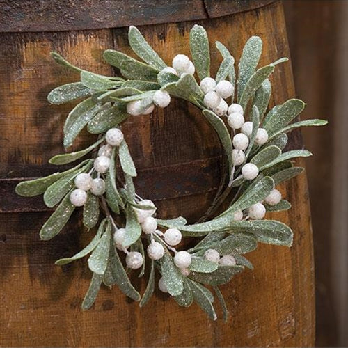 Glittered Mistletoe Candle Ring 10" (Pack of 4)