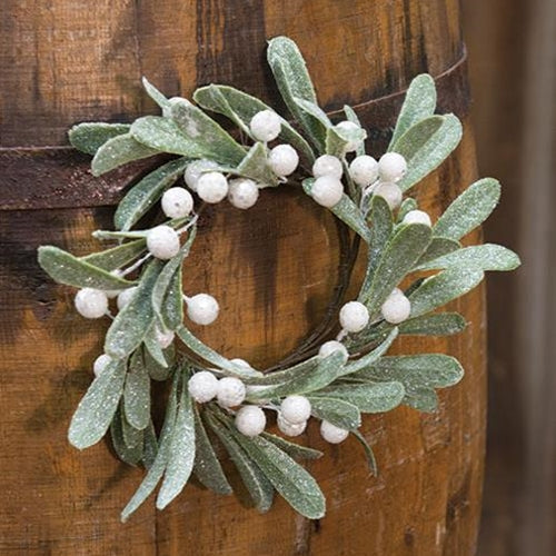 Glittered Mistletoe Candle Ring 9" (Pack of 4)