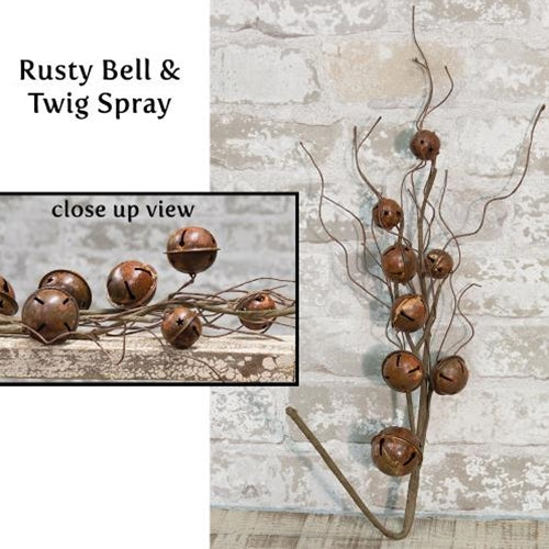 Rusty Bell & Twig Spray 24" (Pack of 4)