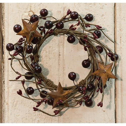 Burgundy Berry Ring w/Stars 3.5" (Pack of 4)