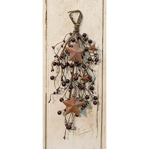 Burgundy Berry Teardrop w/Stars 14" (Pack of 4)