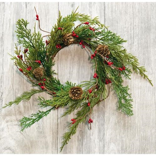 Evergreen Pine w/Red Pips Ring 3.5" (Pack of 4)