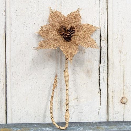 Mini Burlap Poinsettia Pick (Pack of 4)