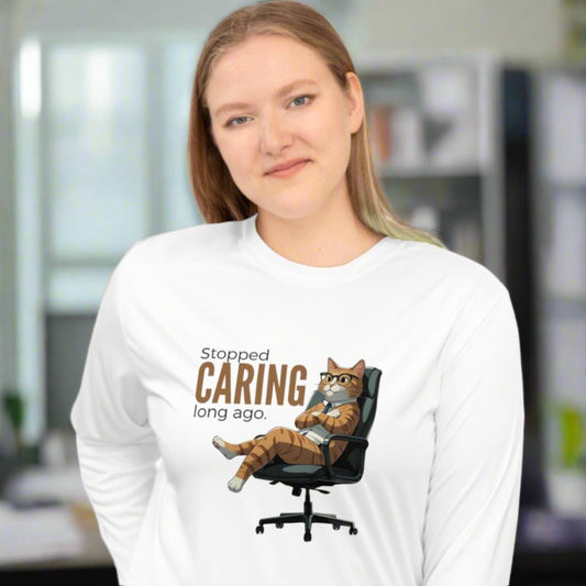 Funny Office Cat Unisex Performance Long-Sleeve Shirt